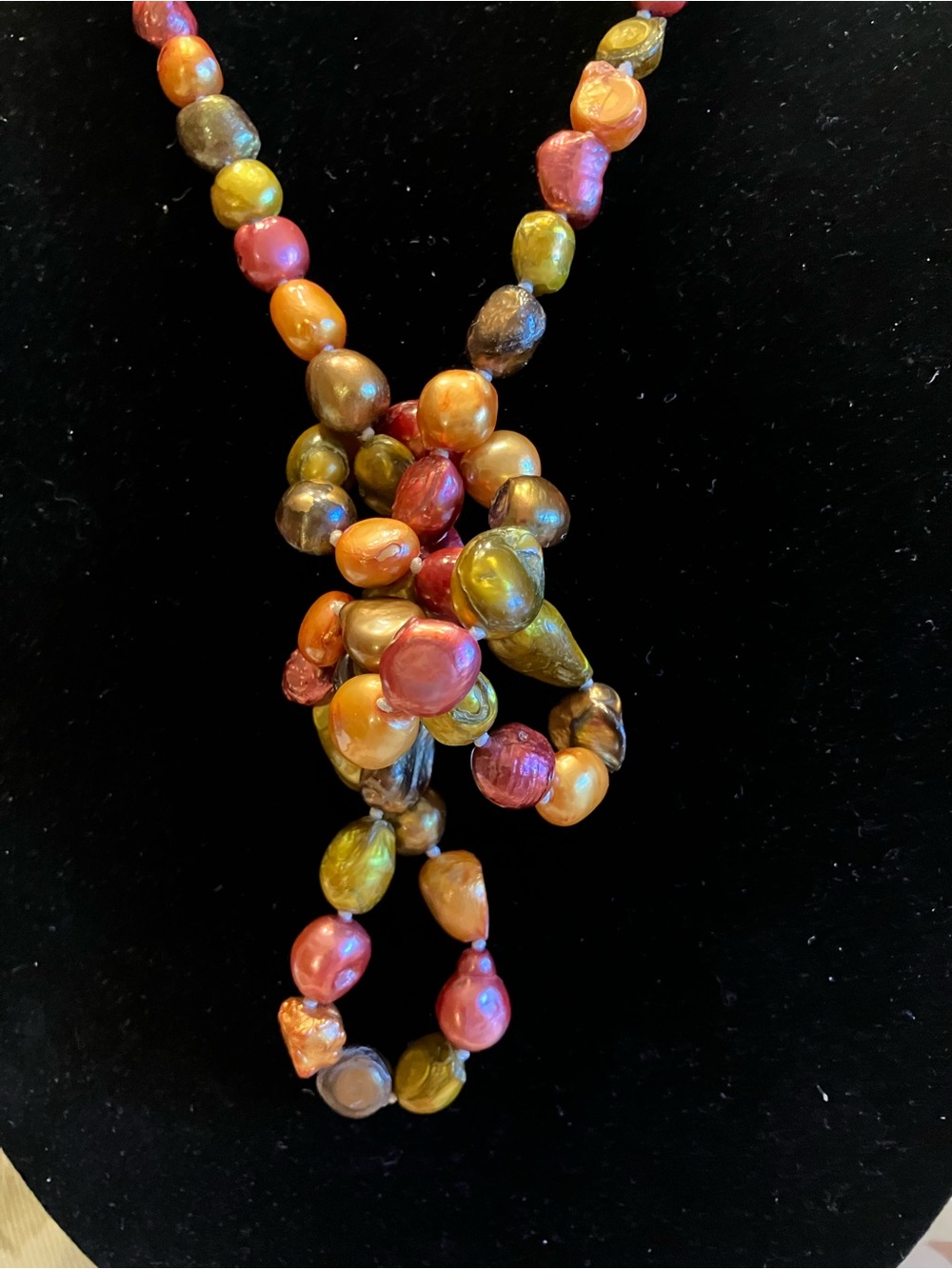 FRESH WATER PEARL NECKLACE IN MULTI-COLOR AUTUMN SHADES - Picture 8 of 13